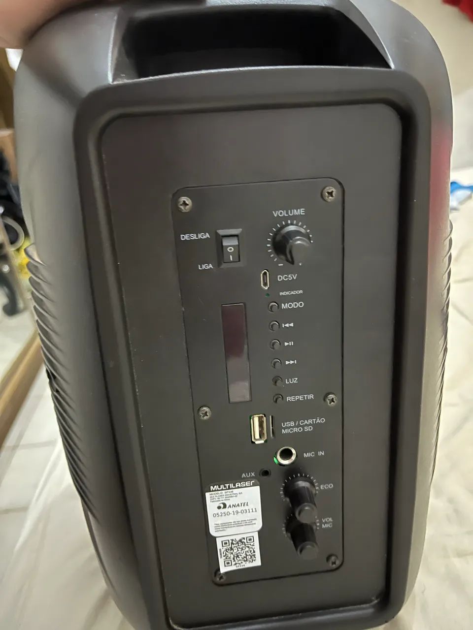 CAIXA DE SOM MULTILASER COM LEDS FRONTAIS E E INTERIOR 200W RMS - Foto 2