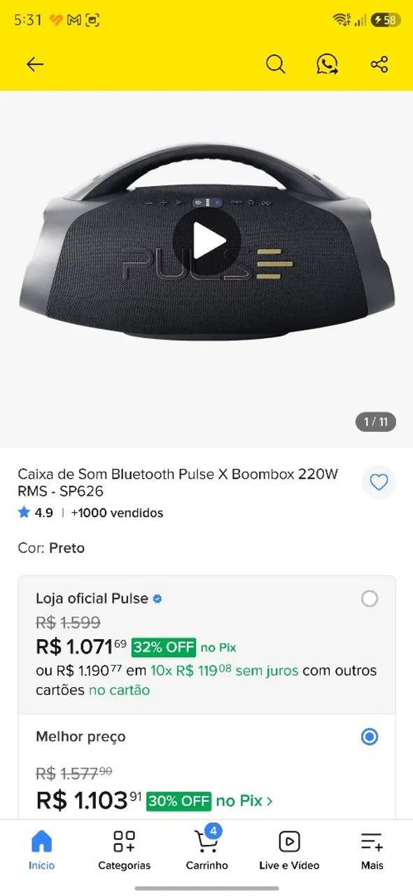 Caixa de som Pulse Boombox SP626 - Foto 5
