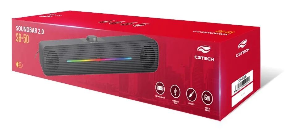 CAIXA DE SOM SOUNDBAR 6W CABO P2 C3TECH SB-50BK PC NOTE - Foto 5