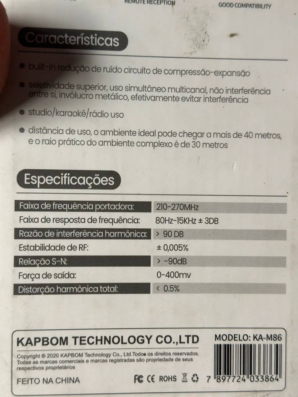Microfone Sem Fio Profissional Kapbom KA-M86 | Bluetooth | Recarregável - Foto 4