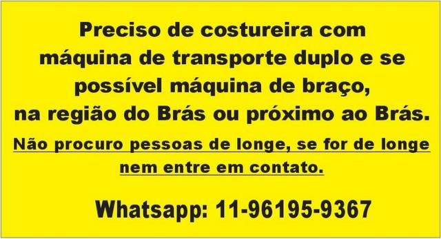 Precisa-se de costureira para mochila- com máquina transporte duplo