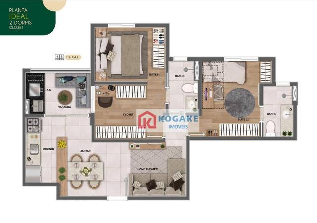 Apartamento com 2 dormitórios à venda, 65 m² por R$ 331.980 - Parque Industrial - São José - Foto 5
