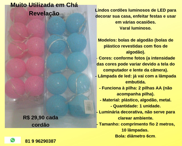 Cordões Luminosos de Led R$ 30,00