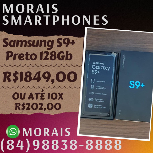 Samsung S9 Plus 128Gb Black Piano (SEMI-NOVO IMPECÁVEL) - ( 8 4 ) 9 8 8 3 8 - 8 8 8 8