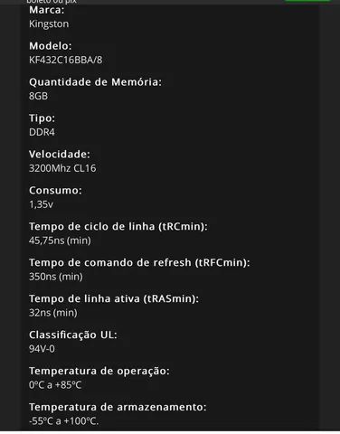 Memória RAM DDR4 Kingston 3200 MHz 8 GB Fury Beast RGB KF432C16BBA/8 - Preto