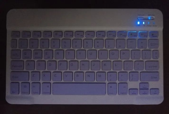 Mini Teclado ultra fino Recarregável e Mouse-Bluetooth-Cor Azul-Layout padrão americano
