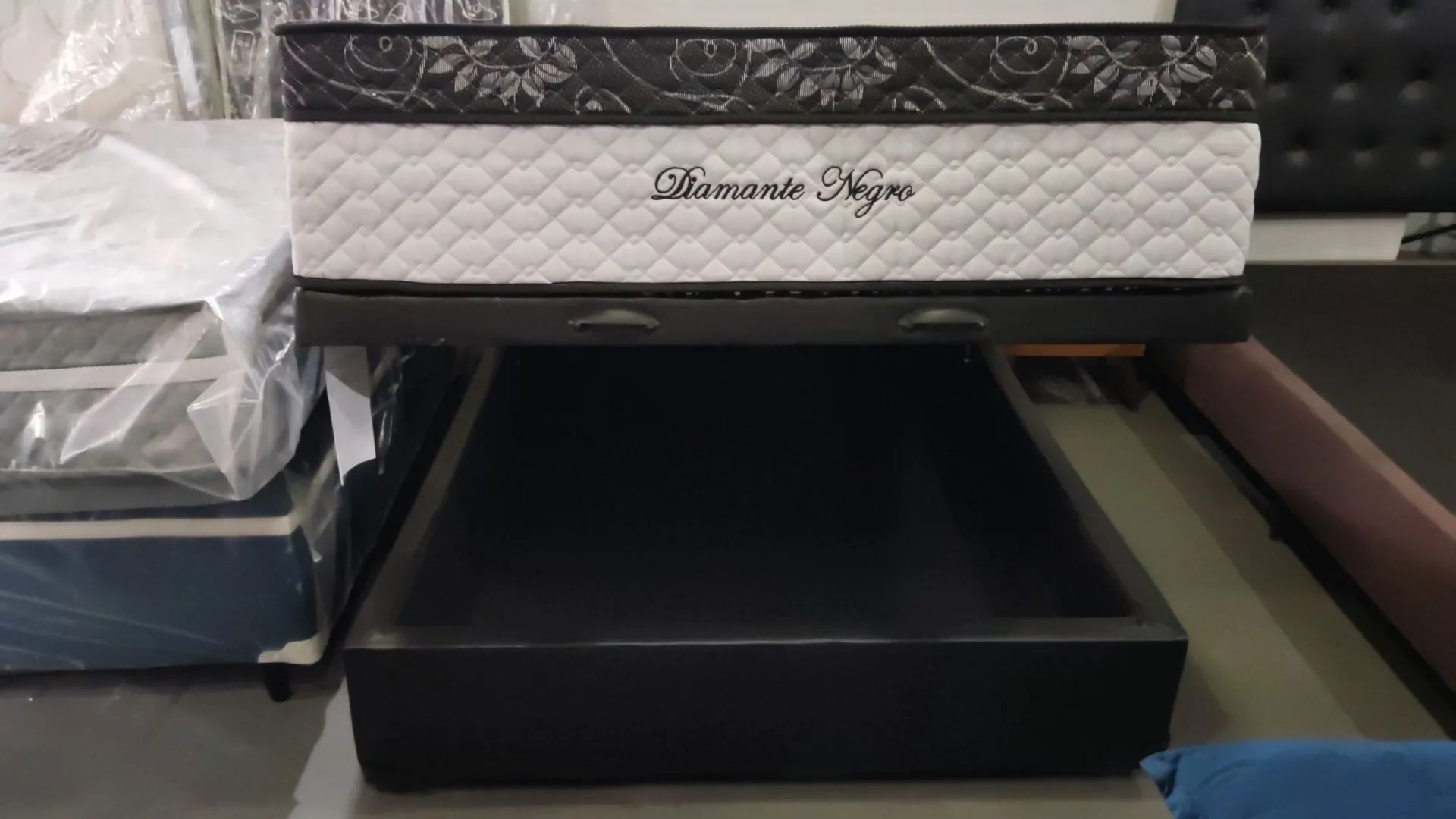 Cama Box com Baú casal + Colchão Molas ensacadasDiamante Negro 36 cm total  78 cm  - Foto 2