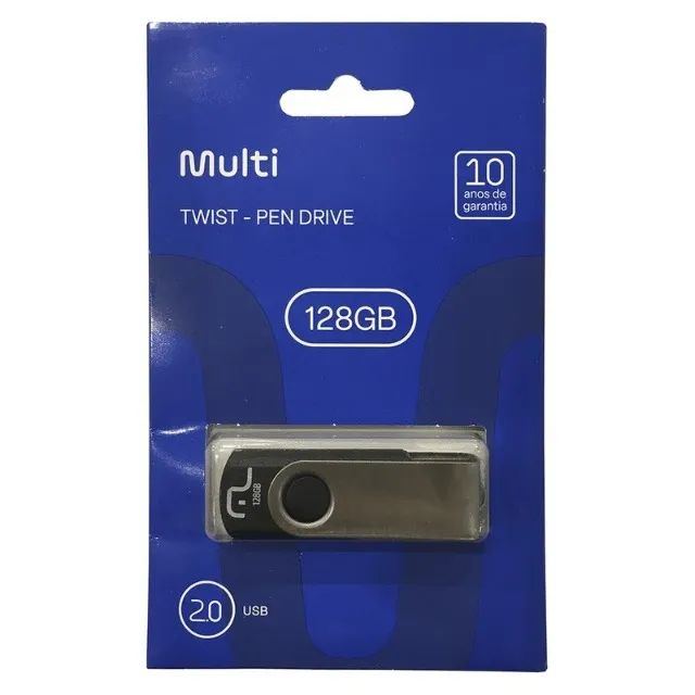 Pendrive Multilaser Twist PD591 128GB 2.0 preto e prateado
