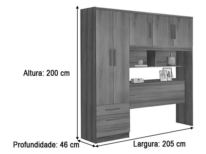Guarda Roupa Casal 5 Portas Cabeceira Baú a766 - Foto 3