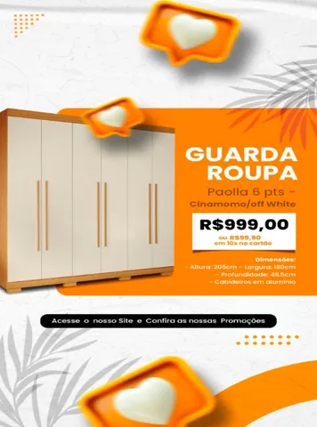 Guarda Roupa Paolla 6 pts ++ Produto novo de fábrica! ++