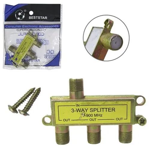 Conector / Divisor De Antena De Metal Com 3 Saídas