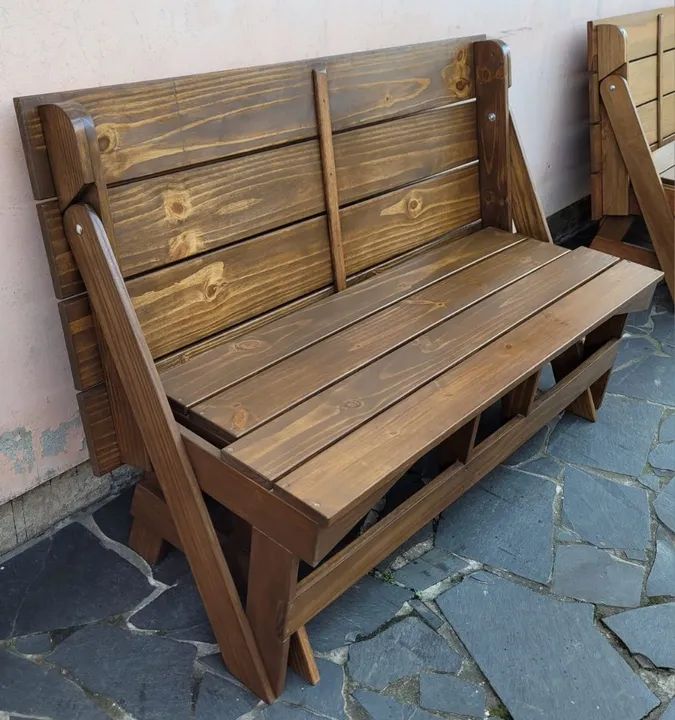 Banco que vira mesa de 1,50 mts madeira maciça 