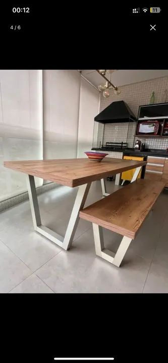 Mesa estilo industrial com banco - mesa para área gourmet - Foto 2