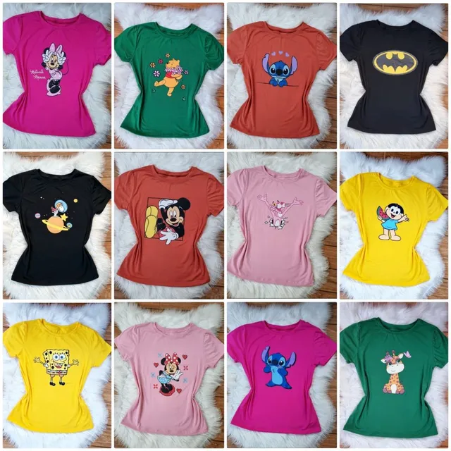 Kit Atacado 5 Blusas Feminina T-shirt Camiseta Premium 100