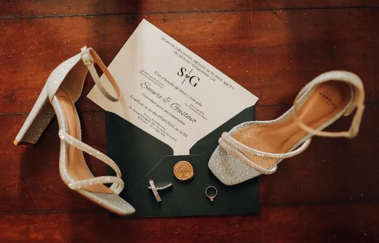 Salto noiva prateado com glitter e strass - Foto 3