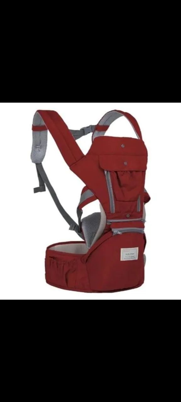 Bolsa Canguru Ergonômica Bebê Vermelha Mamãe 3 Em 1