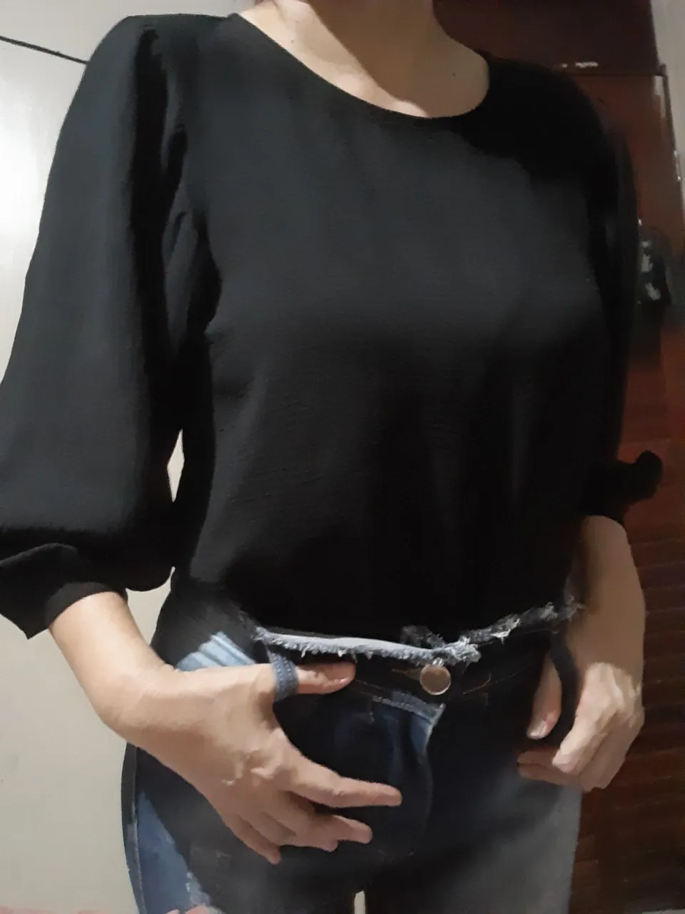 Blusa preta com manga