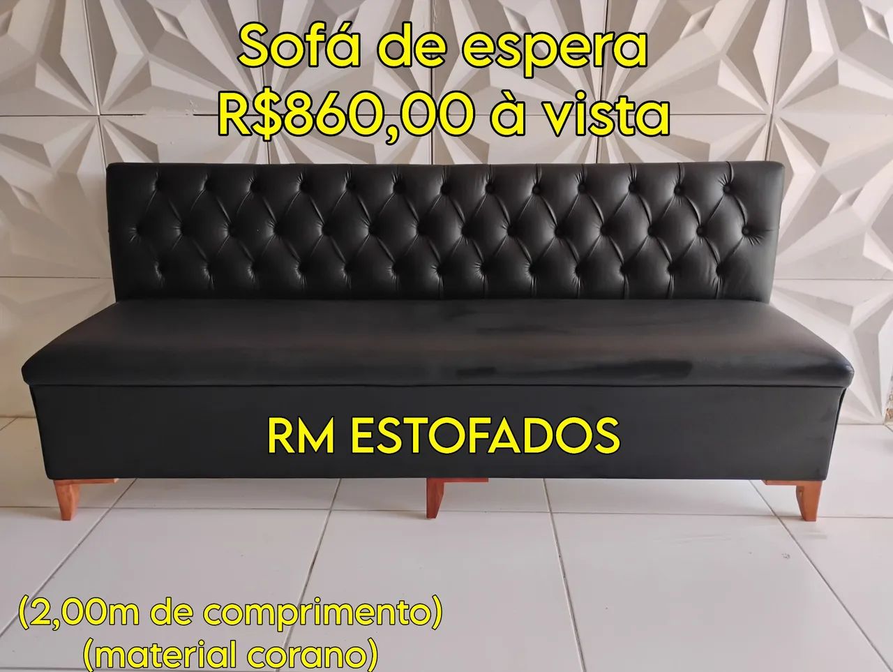 Sofá de espera com 2,00m com captonê 