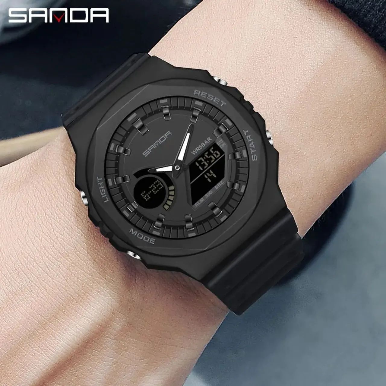 SANDA 6016 Dual Display Watch - Relógio Digital/Analógico, Multifunções