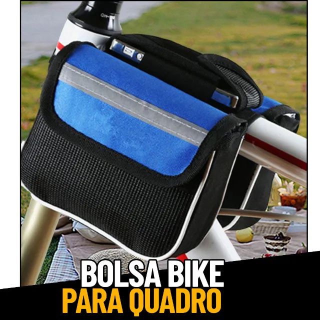 Bolsa Dupla Quadro Alforge Bike Porta Ferramentas Objetos Faixa Refletiva _ ES29