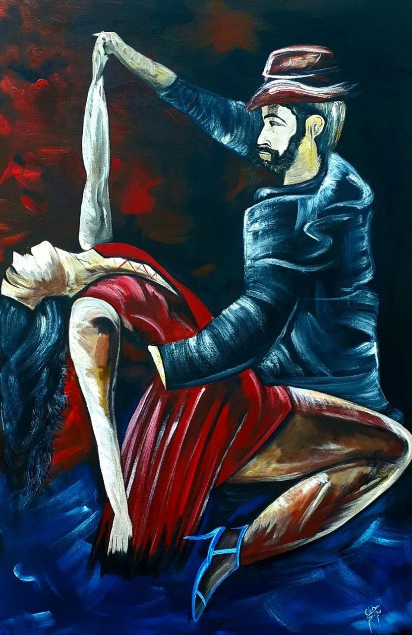 Quadro abstrato de dança