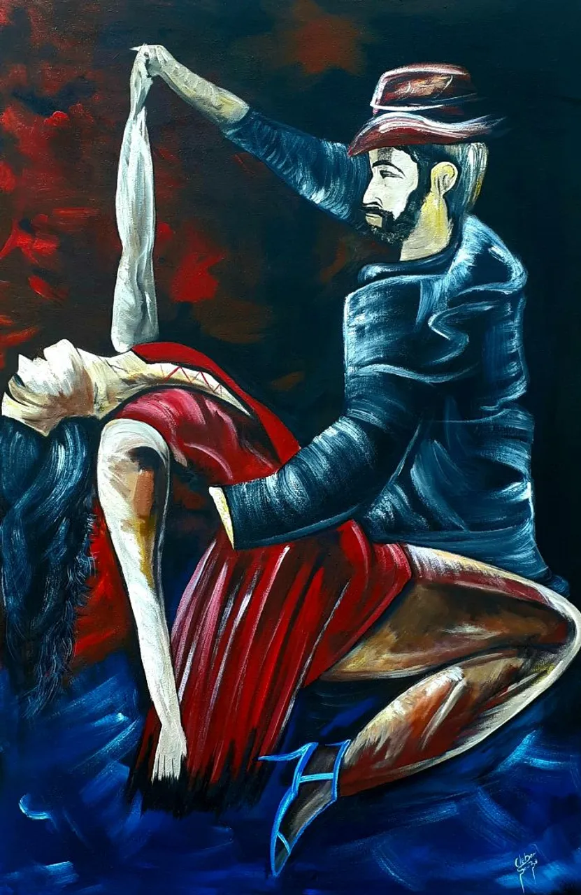 Quadro abstrato de dança