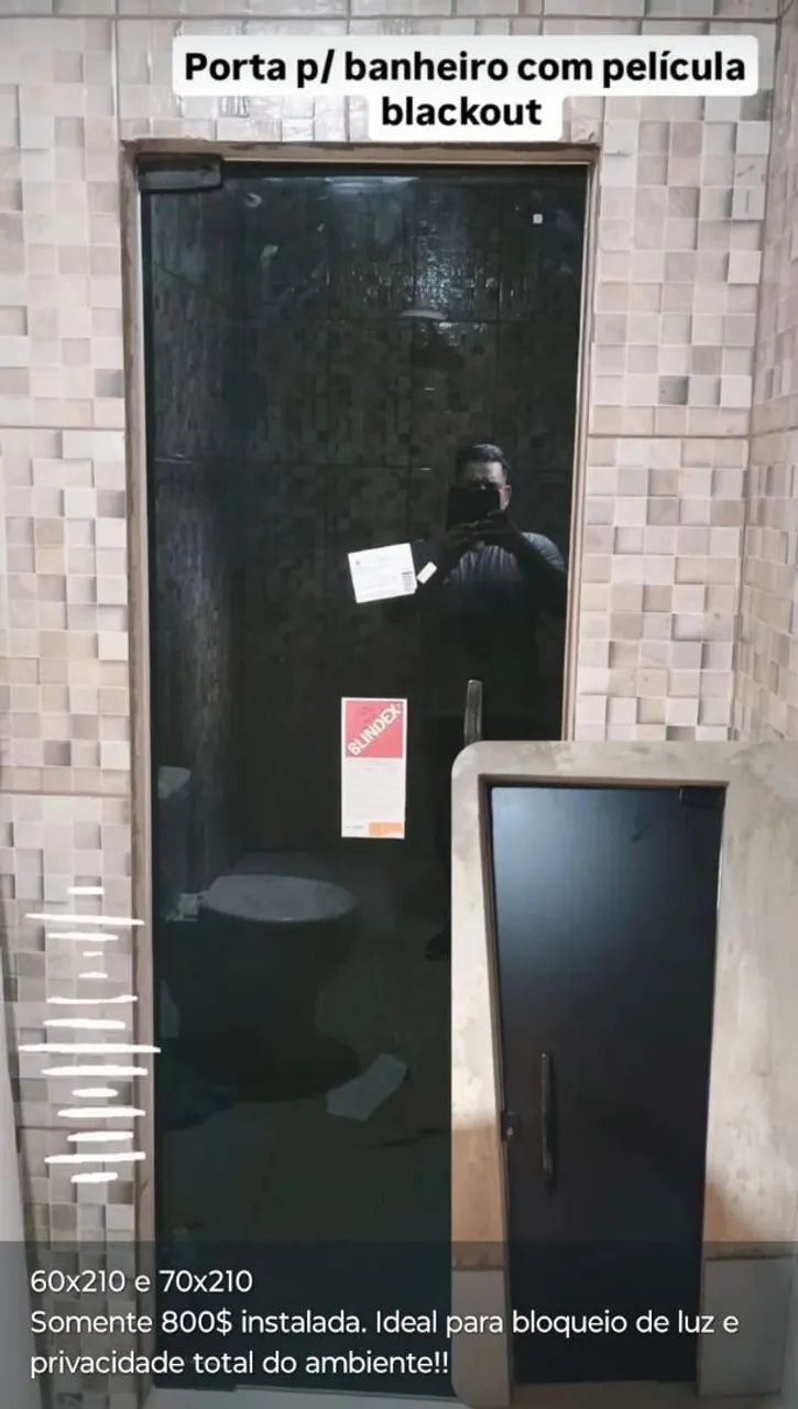 Porta de Vidro Temperado com película para banheiro  - Foto 5