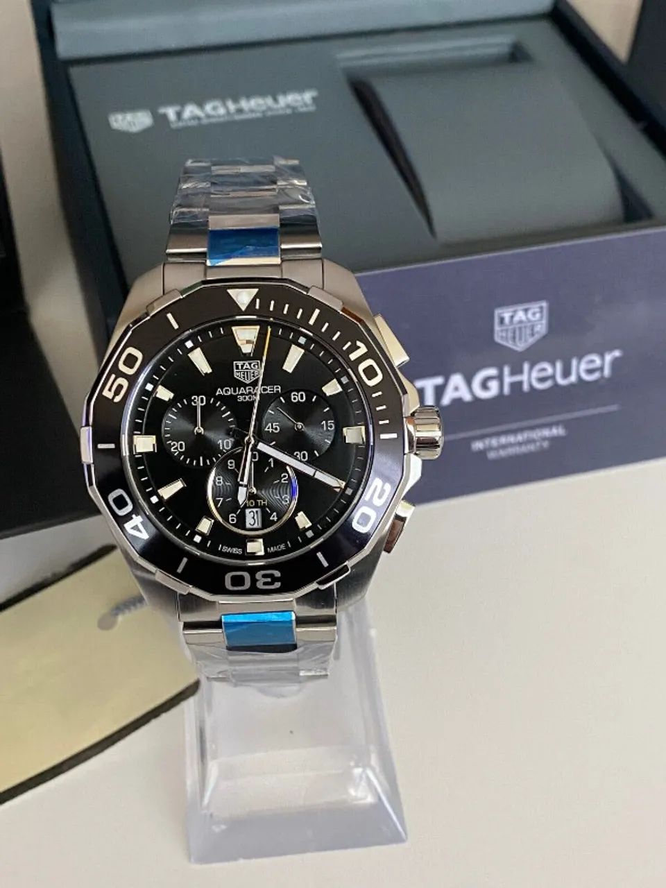 Relógio Tag Heuer Aquaracer Quartz, 43 Mm preto - Foto 4