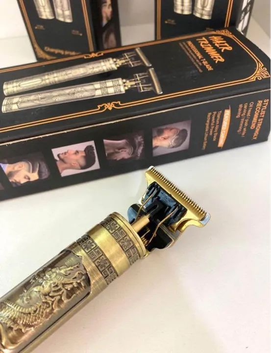 Máquina Profissional Dragão Acabamento Sem Fio Cabelo Barba  - Foto 4