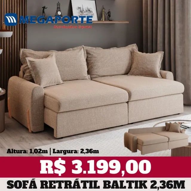 Sofá Retrátil Sofá Cama 2,36m (NOVO) Entrega Grátis! - Foto 2