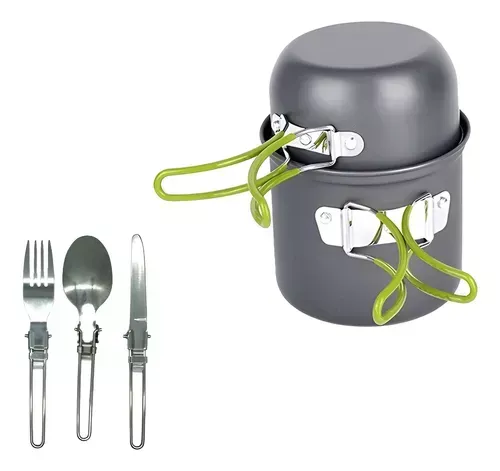 Conjunto De Panelas De Camping + Kit Talheres