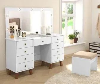 Penteadeira com 9 Gavetas Banqueta e Led (SUPER PROMOÇÃO PEGUE E LEVE)