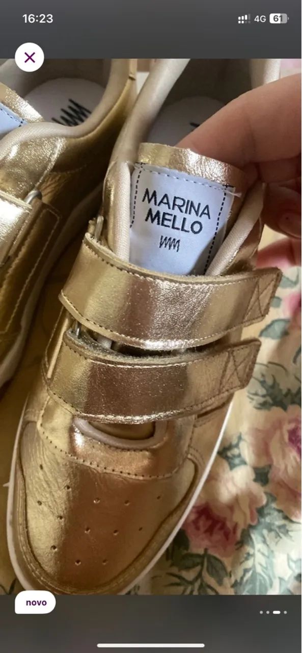 Tênis  de velcro dourado Marina Melo  - Foto 2