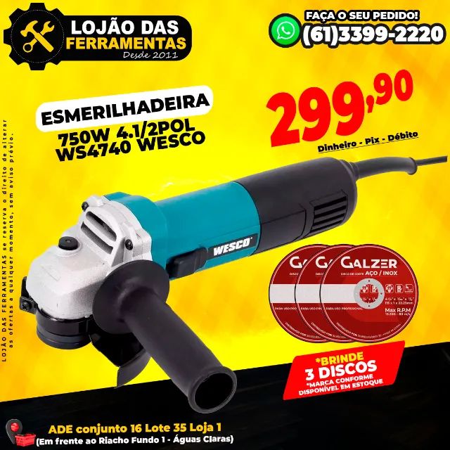 Esmerilhadeira 750w 4.1/2Pol Ws4740 Wesco