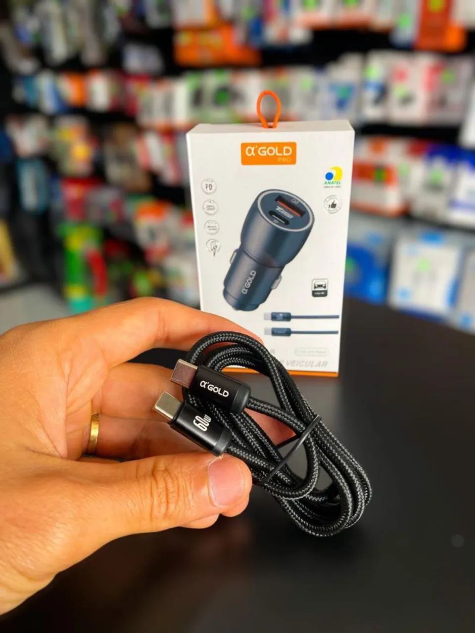 KIT CARREGADOR VEICULAR TURBO 60W GOLD TIPO C - TIPO C CJ13 - Foto 4