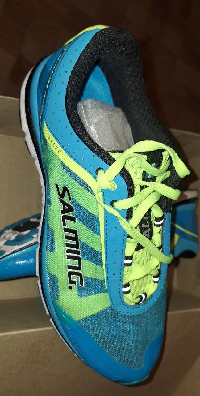 Tênis Salming Speed 8 - Azul e Verde - Tamanho 39