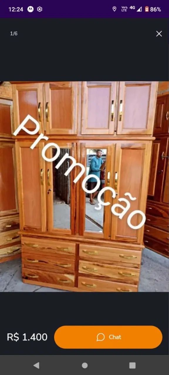 Guarda-Roupa de Madeira com Espelho - Promoção! - Foto 2