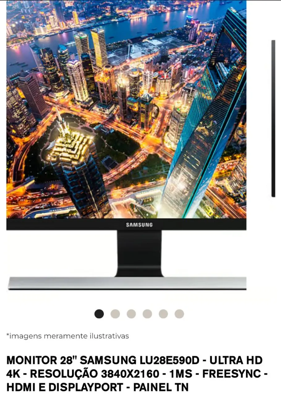 Monitor Samsung 28" 4K Ultra HD - Freesync