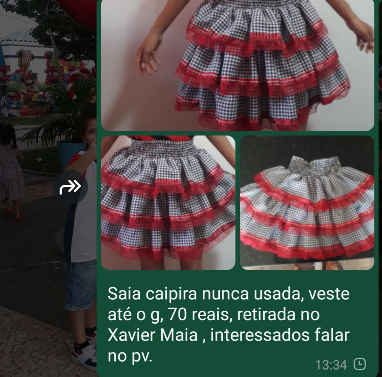 Saia Caipira Infantil - Nunca Usada