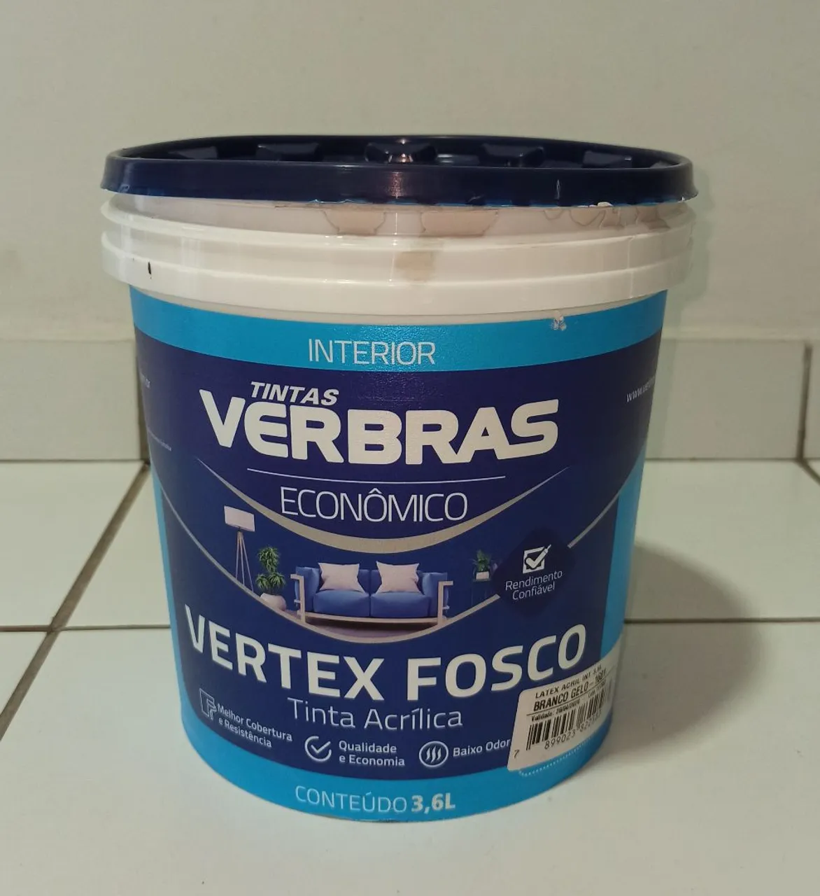 Tinta Acrílica Vertex Fosco Branco Gelo - 3,6L