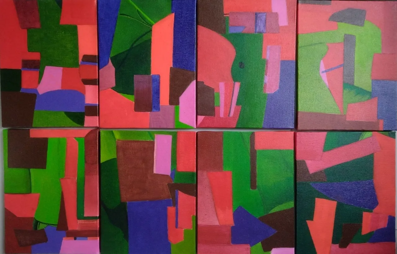 8 quadros abstratos 15x20 cm