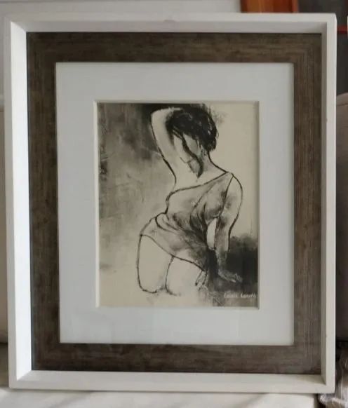  Quadro com moldura madeira e vidro  Feminino - 