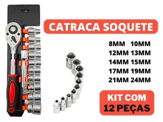 Jogo chave de catraca soquetes 12 peças64840794296195122