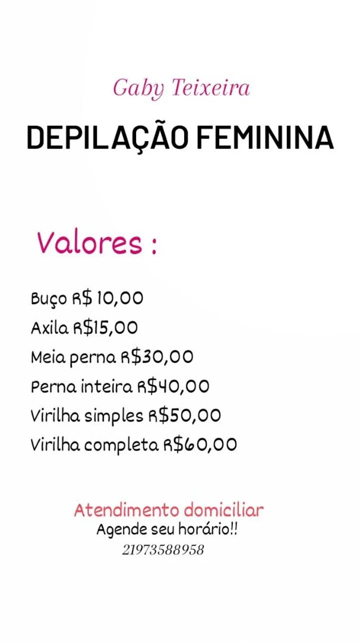 Depilação Feminina - Atendimento Domiciliar