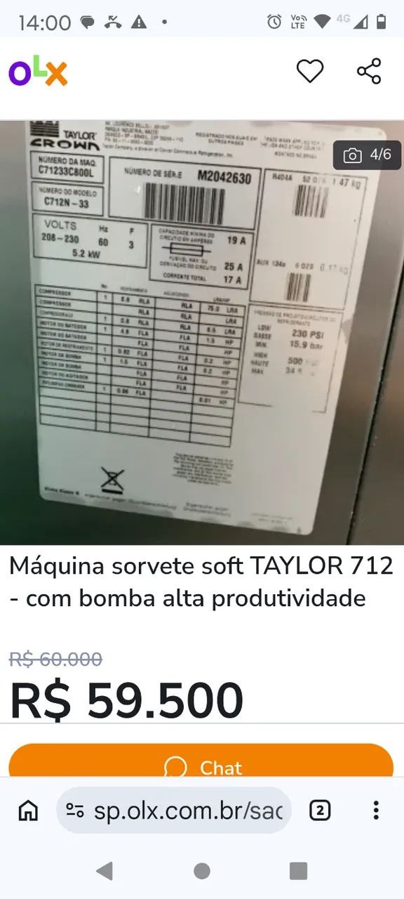 Vendo máquina Taylor 712 - Foto 3