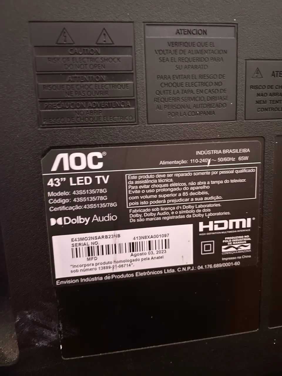 Smart TV AOC Roku 43? polegadas COM DEFEITO para retirada de peças - Foto 2