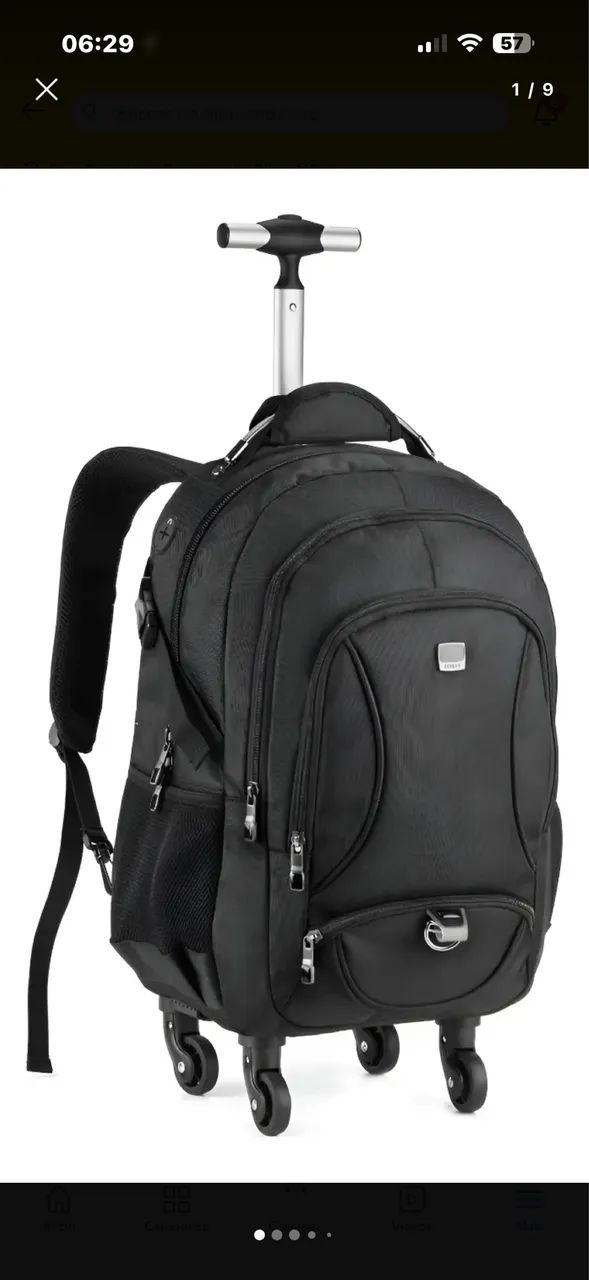Mochila escolar Denlex Rodinhas 360° Alça Aço