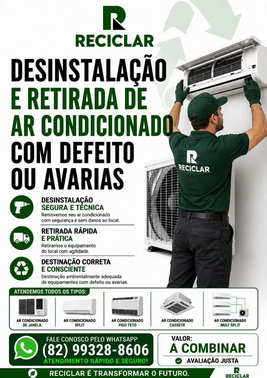 DESINSTALAÇÃO DE AR CONDICIONADO COM DEFEITO OU AVARIAS. 
