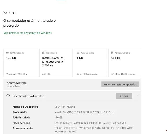 Notebook Dell Inspiron 14 i7