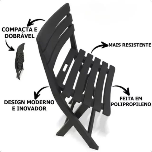 Cadeira Dobrável Preta  - Foto 3